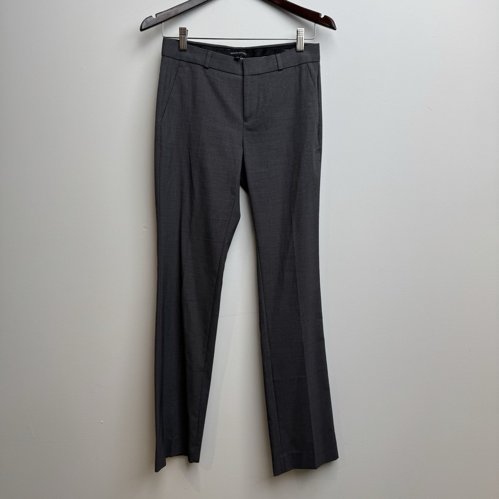 Banana Republic Sz 0 Logan Gray Wool Dress Pants‎ Women Machine Washable Stretch
